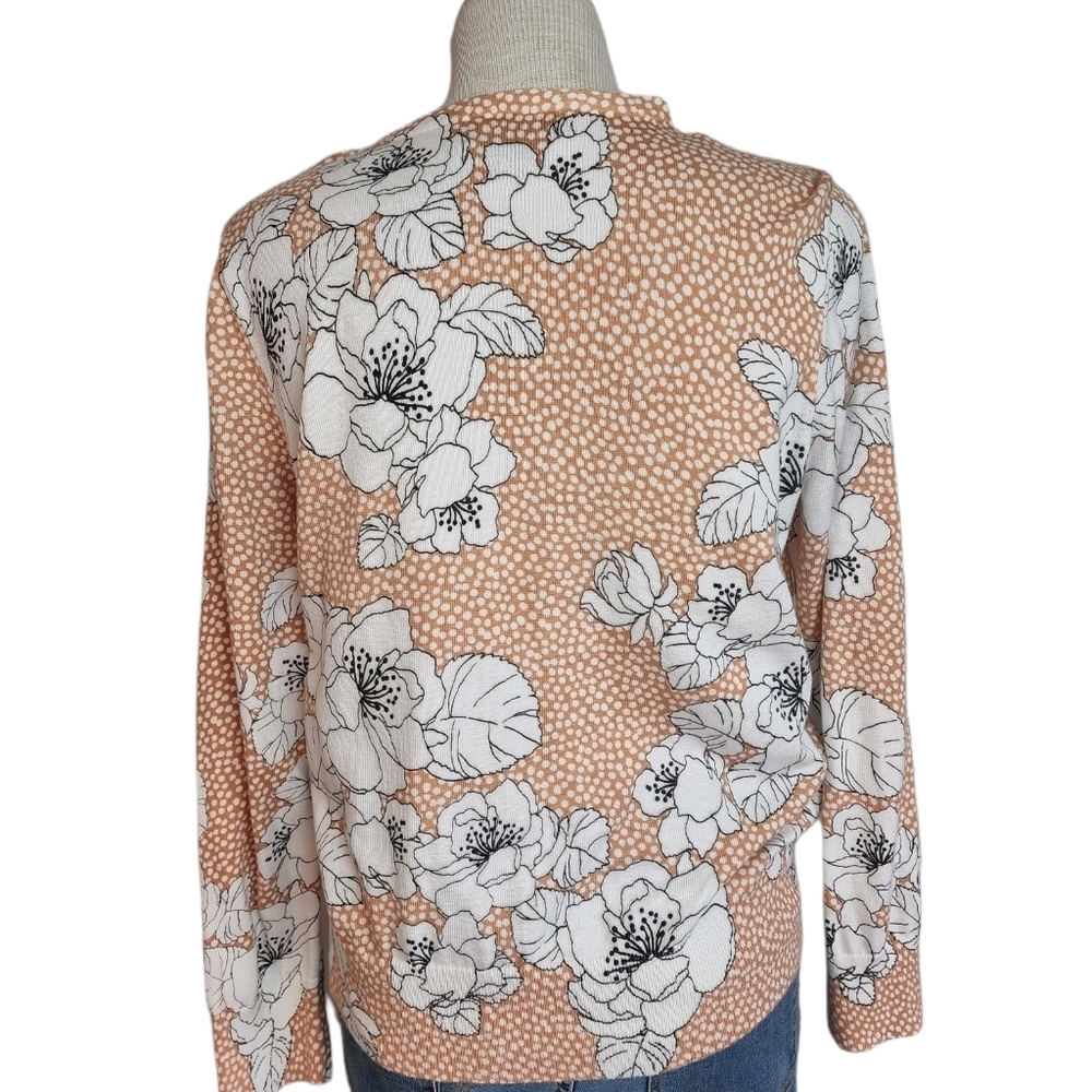 Land's End !00% Supima Cotton Floral Print Women's Cardigan Sweater Size MP - Picture 2 of 5